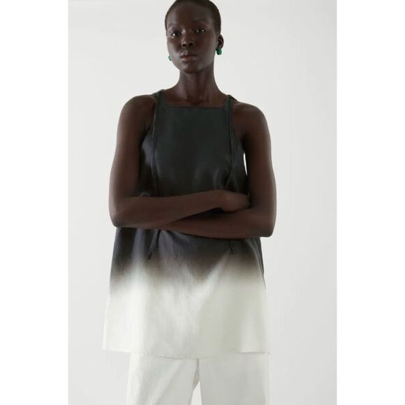 COS Women's Halter Neck Sleeveless Ombre Print Tunic Blouse Gray Size 4 - Picture 1 of 13